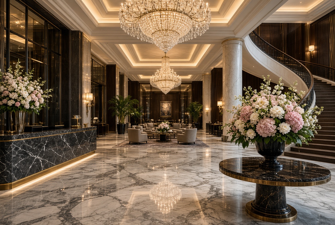 Luksusowe lobby hotelu Bellagio